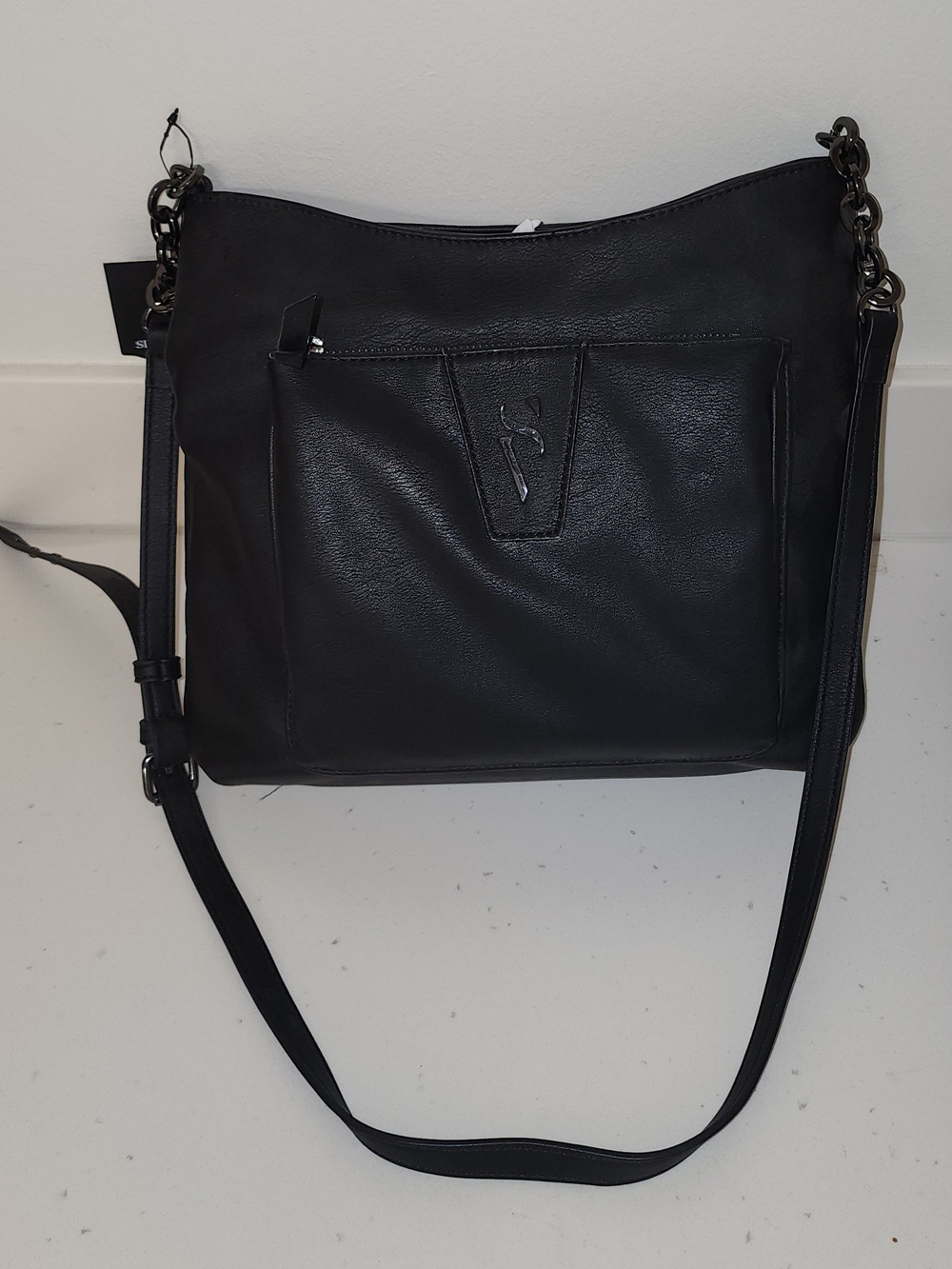 Simply Vera Vera Wang Black Leather Shoulder Crossbody Bag
